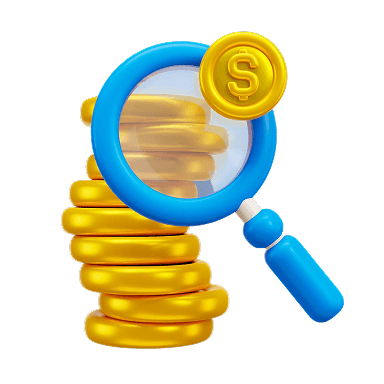 Lupa con monedas de oro